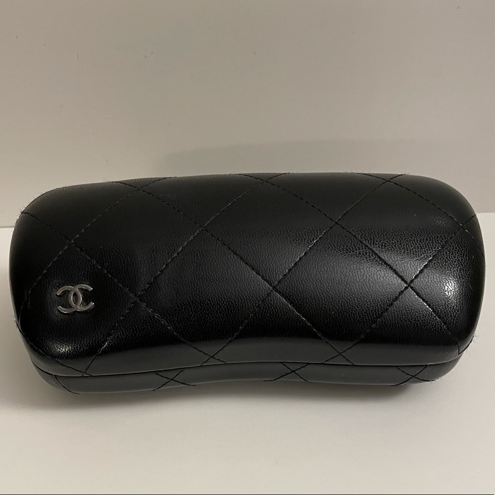 Authentic Chanel Eyewear Black Leather Case
